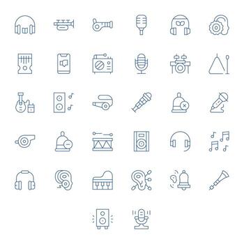 sonido escalable conjunto presentando 32 editable Delgado línea alto resolución íconos vector