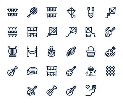 28 High Resolution Detail Enhanced Icons for String in Bold Line Theme vector