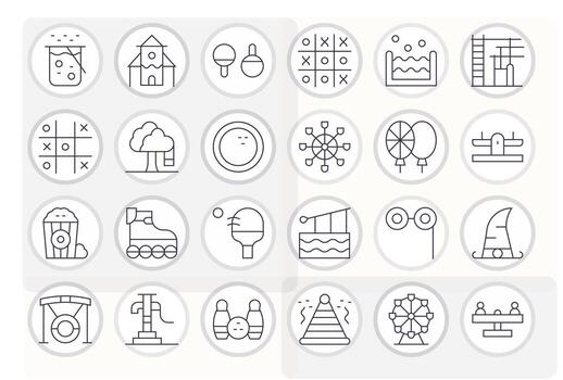 24 Icons for Fun featuring 128x128 Grid Fitted Thin Line Graphics vector