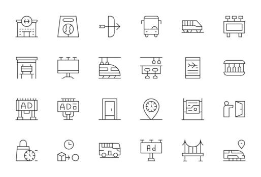 24 Display Perfect Thin Line Icons from Transit Collection vector