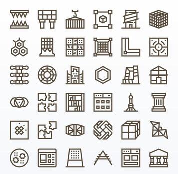 36 monitor Perfecto íconos temática alrededor marco de referencia en 256x256 negrita línea formato vector