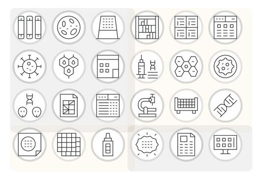 24 Thin Line Display Perfect 64x64 Icons from Cells Suite vector