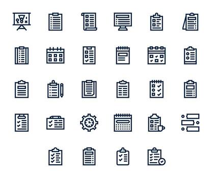 28 Pixel Optimized Bold Line Icons designed for Tasks Interface vector
