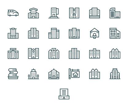 25 256x256 Regular Line Icons optimized for Rental PIXEL Perfect display vector