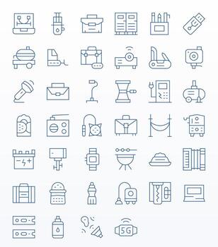 40 64x64 Thin Line Icons for Portable with Editable precision vector