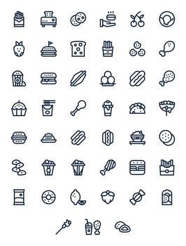 Bold Line Pixel Optimized Icons from Snack Set with 45 256x256 Icons vector