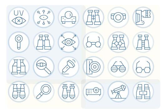 24 High Resolution Thin Line Icons optimized for Optical PIXEL Perfect display vector