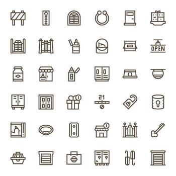 36 Pixel Aligned Icons themed around Closed in High Resolution Bold Line format vector