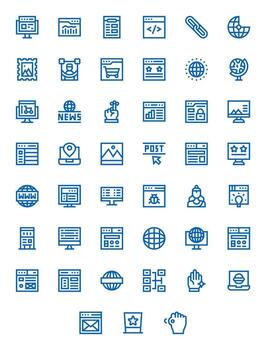 45 alto resolución píxel optimizado íconos para sitio web en negrita línea tema vector