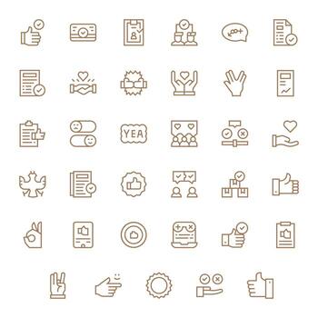 Acceptance Digital Pack containing 35 Pixel Optimized Regular Line 64x64 Icons vector