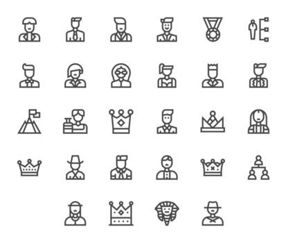 28 negrita línea píxel optimizado íconos para líder gráficos vector