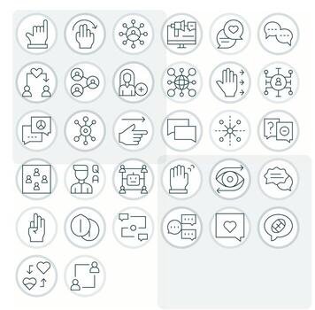 32 Pixel Aligned 128x128 Icons for Interaction in elegant Thin Line design vector