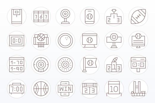 Scoreboard Icon Set with 24 Thin Line High Resolution PIXEL Perfect Graphics vector