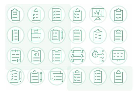 Task List Scalable Set featuring 24 Pixel Optimized Thin Line Retina Ready Icons vector