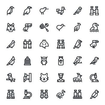 36 Icons for Zoology optimized in PIXEL Perfect High Resolution Bold Line resolution vector