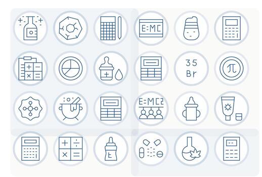 fórmula visual paquete conteniendo 24 Delgado línea cuadrícula equipado íconos vector