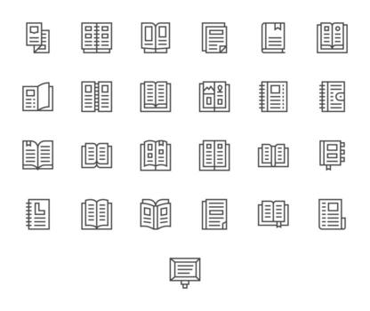 Pages Icon Collection with 25 256x256 Regular Line Designs vector
