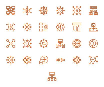 25 High Resolution Icons for Hub in Editable Regular Line Format vector