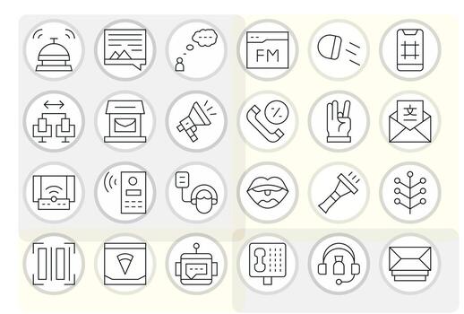 24 Thin Line Icons designed for Communication in 128x128 Editable format vector