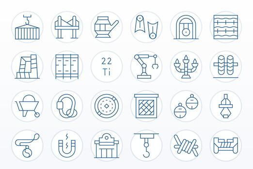 Metal Icon Toolkit featuring 24 Display Perfect 128x128 Thin Line elements vector