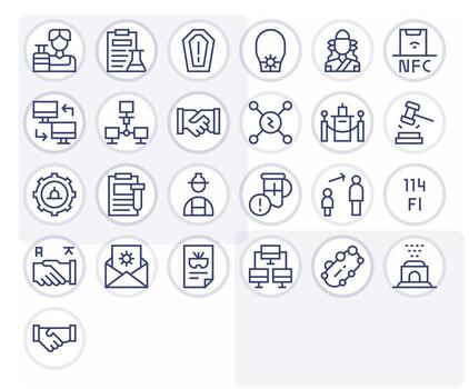 Protocol Icon Collection with 25 Retina Ready Regular Line Designs vector