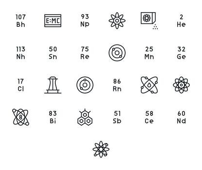 Atomic Ultimate Package with 25 Retina Ready Regular Line Display Perfect Icons vector