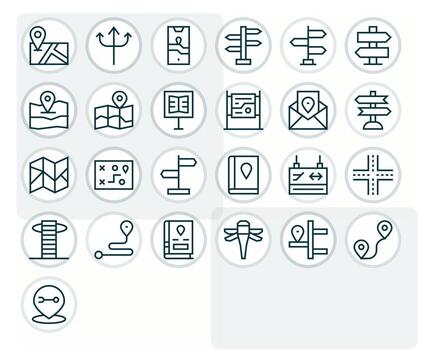 Directions Icon Repository containing 25 Regular Line High Resolution Pixel Aligned graphics vector