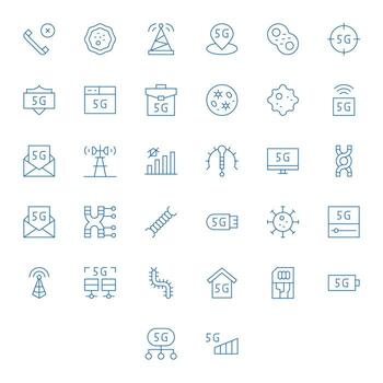 32 Icons for Cellular optimized in Display Perfect 64x64 Thin Line resolution vector