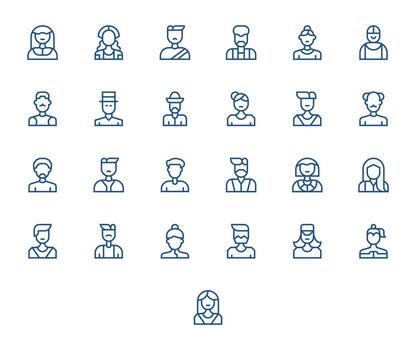 Headshot Icon Repository containing 25 Regular Line 64x64 Grid Fitted graphics vector