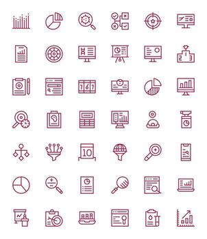 Results Premium Bundle with 42 High Resolution PIXEL Perfect Regular Line Icons vector