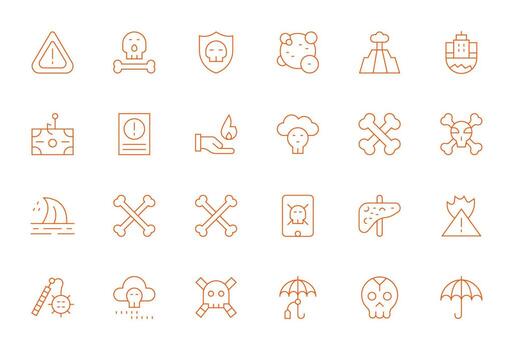 24 High Resolution Thin Line Icons optimized for Risk Editable display vector