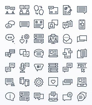 42 Icons for Comment featuring Retina Ready Detail Enhanced Regular Line Graphics vector