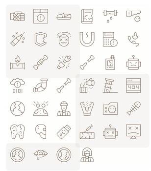 Thin Line Grid Fitted Icons from Broken Set with 40 128x128 Icons vector