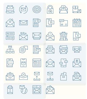 40 Pixel Optimized Thin Line Icons designed for Inbox Interface vector
