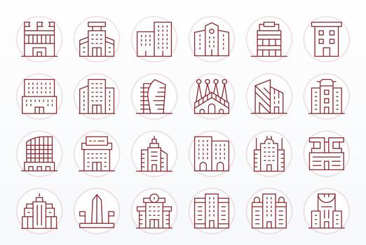 24 128x128 Thin Line Icons for Modern Architecture with Display Perfect precision vector