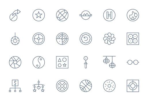 Circle Comprehensive Bundle with 24 Editable Thin Line Retina Ready Icons vector