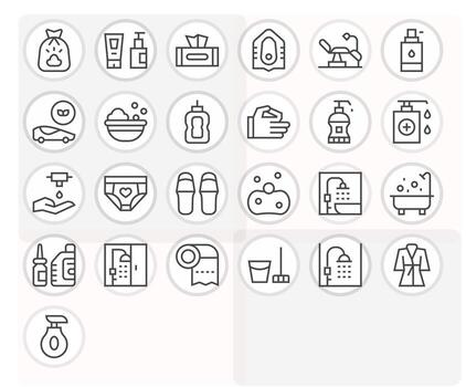 25 regular línea píxel optimizado vectores para higiene tema