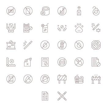 32 Thin Line Icons from Prohibited in Retina Ready Pixel Optimized Quality vector