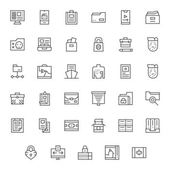 Folder Comprehensive Bundle with 35 Editable Regular Line 256x256 Icons vector