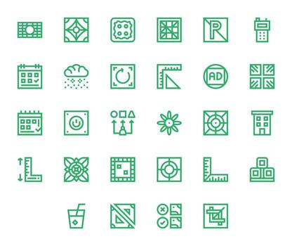 Square Professional Set with 28 Bold Line PIXEL Perfect High Resolution Icons vector