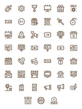 45 64x64 Bold Line Icons optimized for Promotion Pixel Optimized display vector