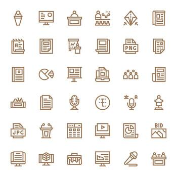 Presentation Graphics Pack including 36 Bold Line High Resolution PIXEL Perfect Icons vector