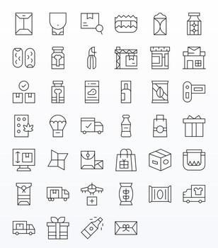 40 Thin Line Icons designed for Package in Retina Ready PIXEL Perfect format vector