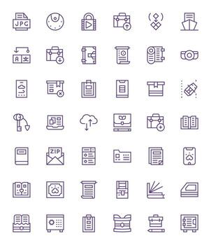 archivo moderno colección con 42 regular línea alto resolución detalle mejorado íconos vector