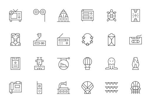 24 Thin Line Display Perfect Vectors for Retro Theme