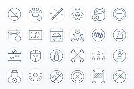 24 Thin Line Icons from Prohibited in High Resolution Pixel Aligned Quality vector
