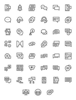 Chat Icon Set with 45 Bold Line 128x128 Editable Graphics vector