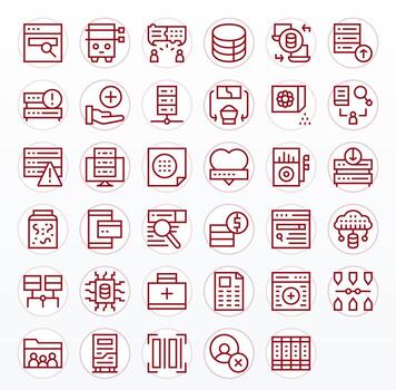 35 base de datos monitor Perfecto íconos en 128x128 regular línea estético vector