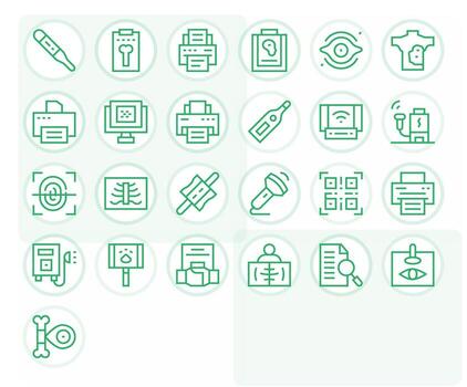 25 Grid Fitted Regular Line Icons from Scan Collection vector