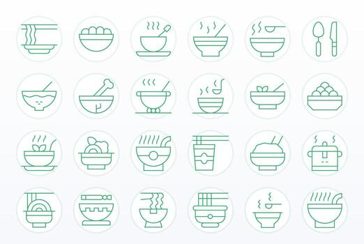 24 Thin Line Pixel Optimized Icons crafted for Soup 64x64 applications vector